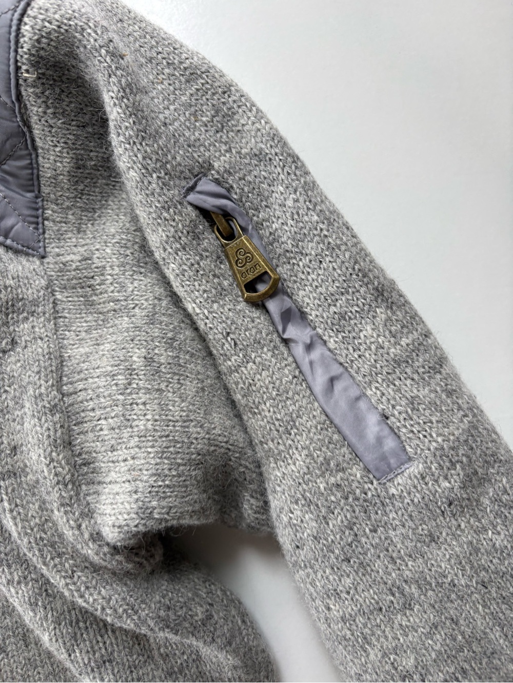 Aran Sweater Market GREY Cowl Neck Aran Sweater large - Picture 5 of 11